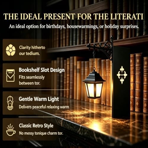 Library Lantern Book Nook Light,Vintage Decor Hanging Mini Bookshelf Lamp - Image 3