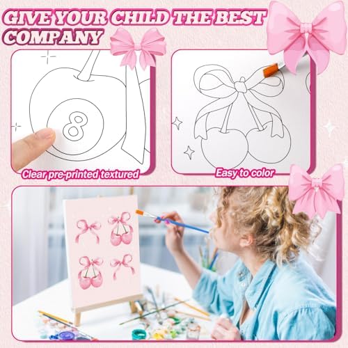 Affrolling 12 Pcs Pre Drawn Canvas for Painting for Adults 8 x 8 Inch Canvas Painting Kits Stretched with Drawing Ready to Paint Beginner Artists Date Night Party Supplies(Coquette) - Image 3