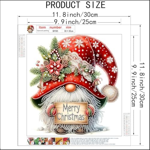 Christmas Gnome Diamond Art Painting Kits 5D Special Shape 12 x 12 inch - Image 5
