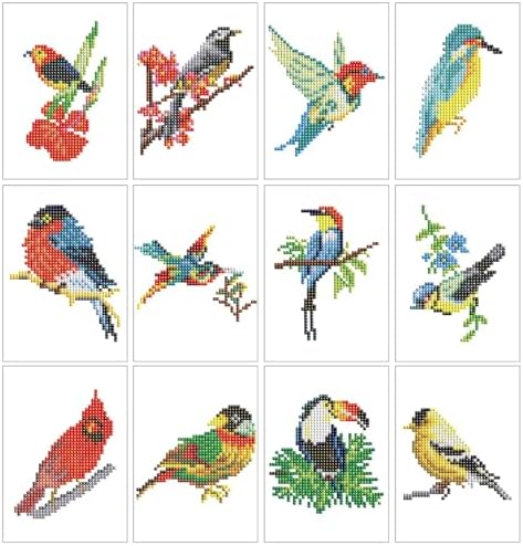 Haocy 12pcs Bird Mini Diamond Art Kits for Adults,Small Diamond Painting Kits Quick Gem Art for Beginner,1-Hour Postcard-Style,Paint by Diamond Mosaic,Home Wall Decor (Bird) by Haocy
