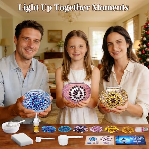 DIY Turkish Mosaic Lamp Kit for Adults & Teens, 5.2" Shade, Pink - Image 3