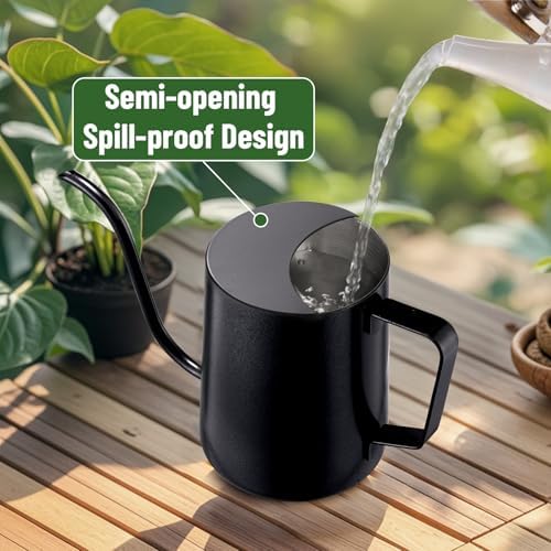 Watering Can Indoor Plants, 20oz Stainless Steel Long Spout, Black - Image 4