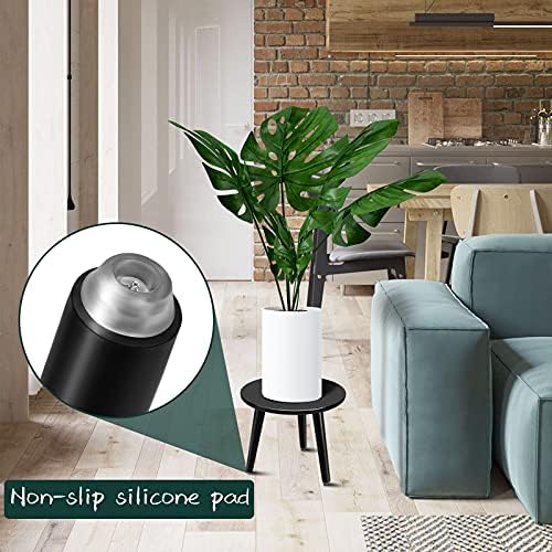 Uneedem Indoor Plant Stand, Modern Plant Table 8.9" Tall Wood Mid Century Flower Holder Small Round Side End Table - Image 4
