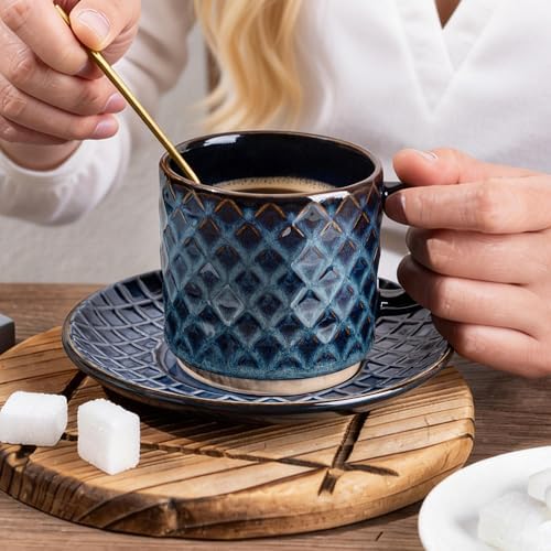 GBhome 6 OZ Stackable Coffee Mugs Set of 4, Ceramic Coffee Cups Set - Image 5