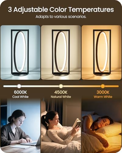 Modern LED Table Lamp, Dimmable Minimalist Bedside Lamp, 3 Color Temperatures, Angle Adjustable, Cute Desk Lamp, Nightstand Lamp for Living Room, Bedroom, Office, Black and Walnut K62TL05 - Image 3