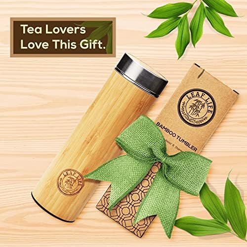 LeafLife Premium Bamboo Tea Tumbler with Infuser for Loose Leaf Tea - Image 2