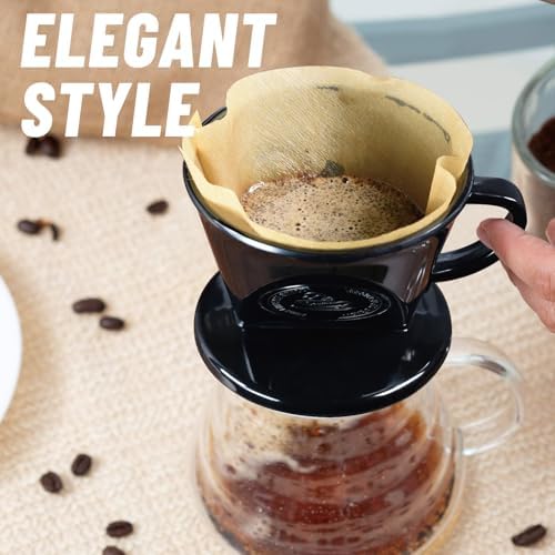 Melamine Pour Over Coffee Maker with 3 Drip Holes, Pour Over Coffee Dripper For Camping, Home, Café, Size 02 (Black) - Image 7