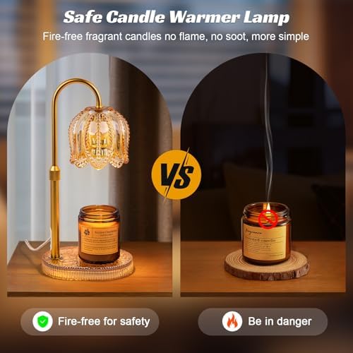 Petal Candle Warmer Lamp with Timer & Dimmable Light Champagne Gold - Image 2