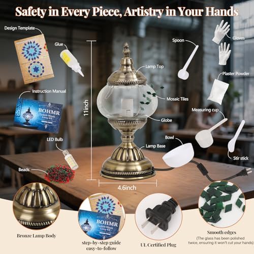 DIY Turkish Mosaic Lamp Kit for Adults & Teens, 5.2" Shade, Green - Image 6
