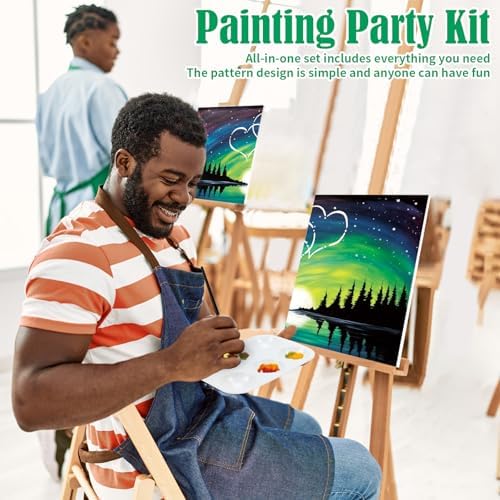 VOCHIC Sip and Paint for Adults,Pre Drawn Canvas 2 Pack Couples Painting Kit Party Date Night Couple Paint Art Kits 12x16 inch Valentine - Image 3