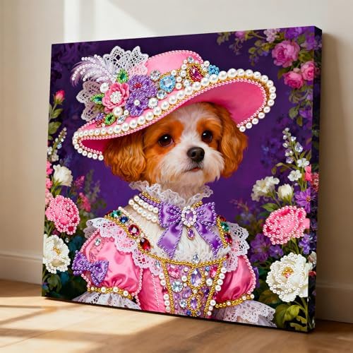 LQCrafK DIY Pearl Art Painting Handcraft Kit for Adults Beginners, Healing Stress-Relieving Home Wall Creative Design Decoration, Framed Painting with Tools-Dog - Image 3