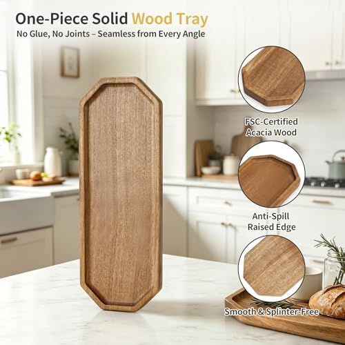 Small Wood Tray – Acacia Serving Platter Vanity Tray Mini Wooden Tray Decor - Image 3