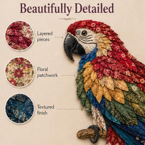 3D Patchwork Bird DIY Craft Kit, Home Wall Decor Gift, Stress Relief, Creative Handmade Art, Bird Design, Colorful, Delicate, Easy for Beginners, Unique Gift for Adults(Summer Garden Hummingbird) - Image 2