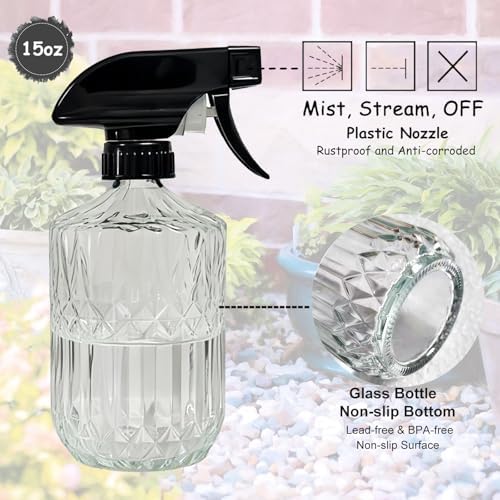 YYTSGG Clear Glass Handheld Spray Bottle, 15oz, Adjustable Mist Nozzle - Image 3