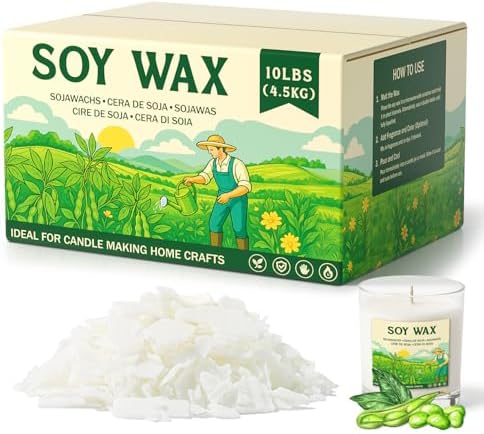 NORVENCE Soy Wax for Candle Making, Natural Soy Wax Flakes 10lb, Premium Candle Wax for DIY Candle Crafting by NORVENCE