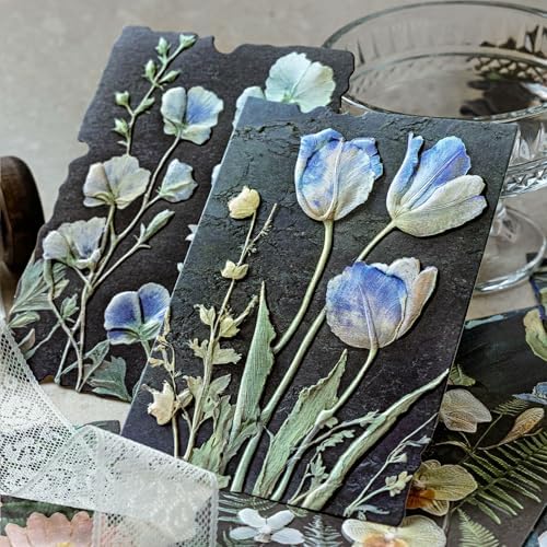138Pcs Scrapbook Paper Textured Journaling Scrapbooking Supplies Kit Decorative Craft Paper Assorted for Junk Journals Card Crafts Making, Flower Grass Letter - Image 6