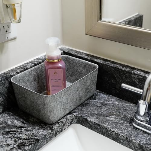 Welaxy Office Felt Deep Storage Bin Desk Drawer Organizer Caddy Gray - Image 2