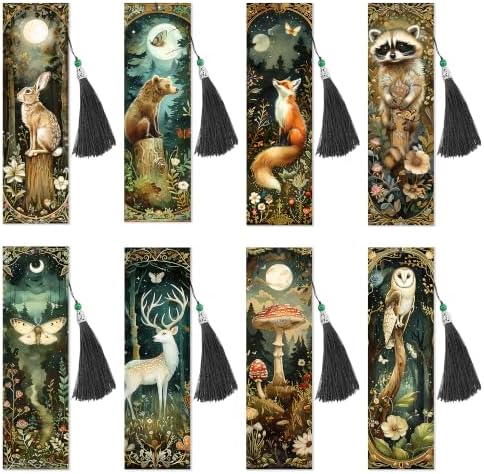 8 Pack Diamond Painting Bookmark of Forest and Animal Theme with Tassel by CRASHOT