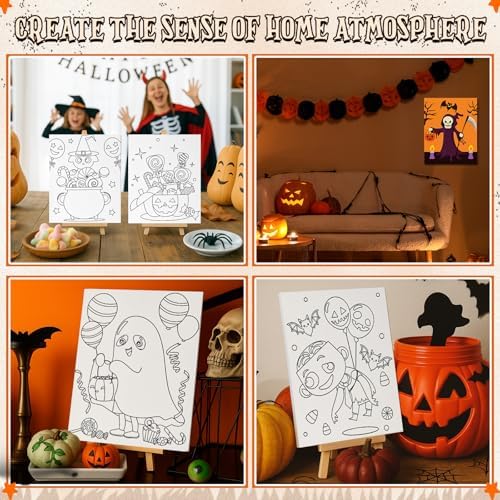 Sherr 140 Pcs 20 Set Pre Drawn Canvas Painting Kit, Halloween - Image 5