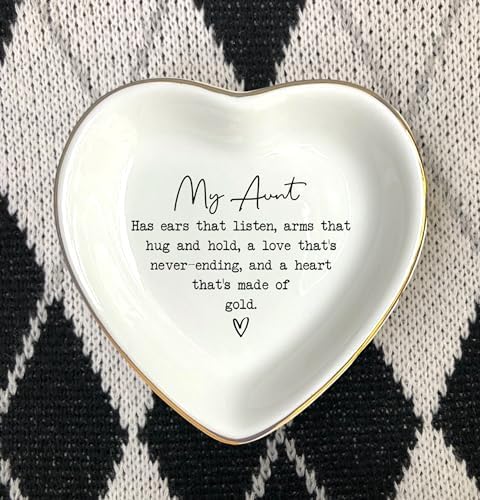 Aunt Gift Heart Ring Dish, White Ceramic Jewelry Dish, Jewelry Storage for Mothers Day, Auntie, Birthday Present for Aunty From Niece, Birthday Christmas Women Days Gifts Idea - Image 5