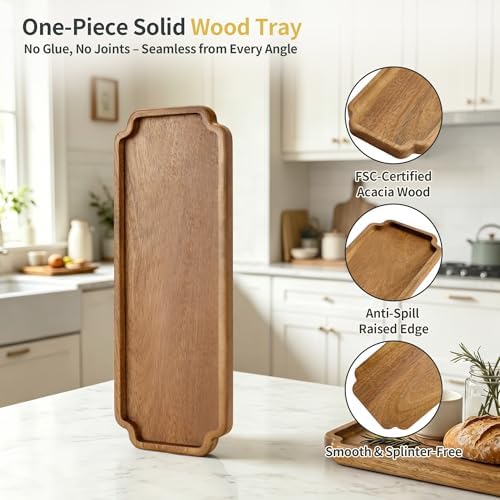 Small Wood Tray – Acacia Serving Platter Vanity Tray Mini Wooden Tray Decor - Image 3