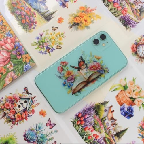 30 Sheets Precut Colorful Garden Landscape Stickers Book for Junk Journal Supplies, Transparent PET Stickers for Journaling, Scrapbooking, Bujo, Collage, Card Making - Image 6