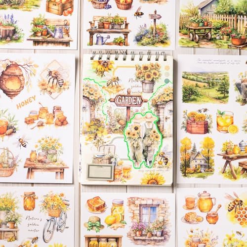 YagCu Harvest Time Junk Journal Stickers, Fall Scrapbook Stickers Book, Journaling Supplies, Pre-Cut Aesthetic Scrapbooking for Women, Collage Decorative Ephemera Planner DIY Arts - Image 3