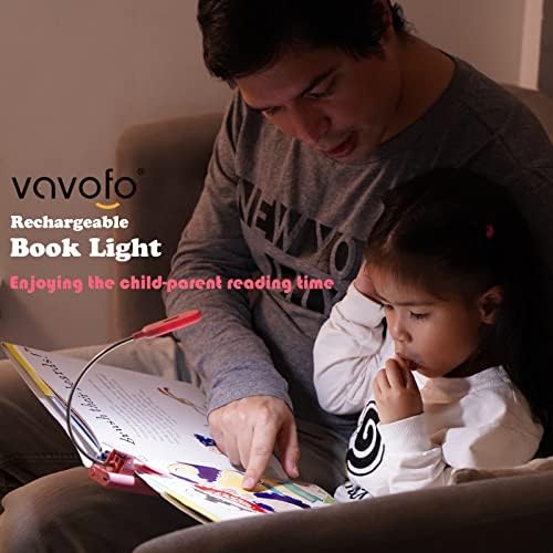 VAVOFO Rechargeable Book Light for Reading in Bed Kids, 7 LED Reading Light with 9-Level Warm Cool White Daylight, Eye Care Lamp with Power Indicator for Bookworms (Pink) - Image 2
