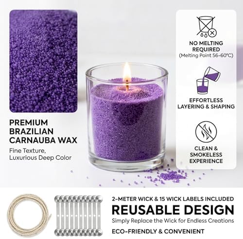 Sukh 15oz Sand Candles with Wicks - Colored Candle Sand Refillable Wax - Image 3