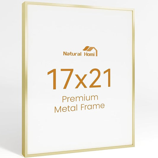 17x21 Aluminum Metal Picture Frame,Tempered Glass Gold Photo Frame 17x21 for Family Photo,Posters,Art,Document to Wall Mount Horizontally or Vertically