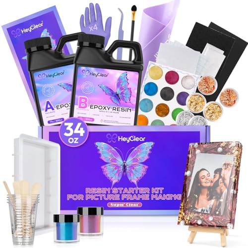 HeyClear 34oz Epoxy Resin Picture Frame Silicone Mold Kit -DIY Photo Gifts by HeyClearResin