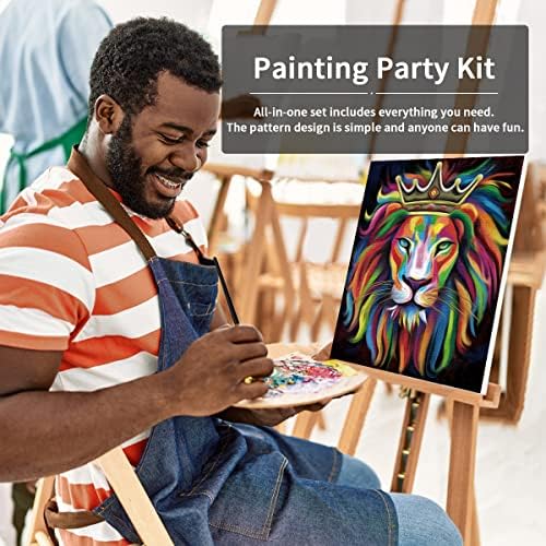 Pre Drawn Canvas Painting Kit for Painting for Adults Party Kits Paint and Sip Party Supplies 8x10 Canvas Lion King Paint Art Set - Image 3