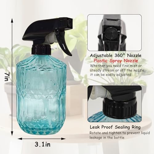 YYTSGG Glass Plant Mister Bottle, 15oz, Blue - Image 2