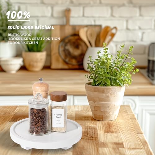 Round Decorative Tray Farmhouse Kitchen Decor Soap Dish, 8" White - Image 3