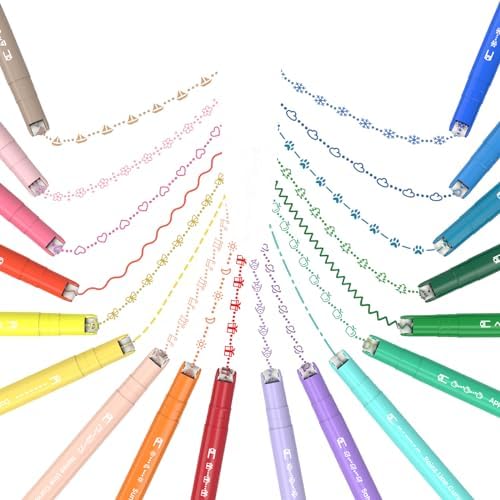 AECHY Dual Tip Curve Highlighter Pens, 18 Patterns, 18 Colors, 18 Pack by AECHY