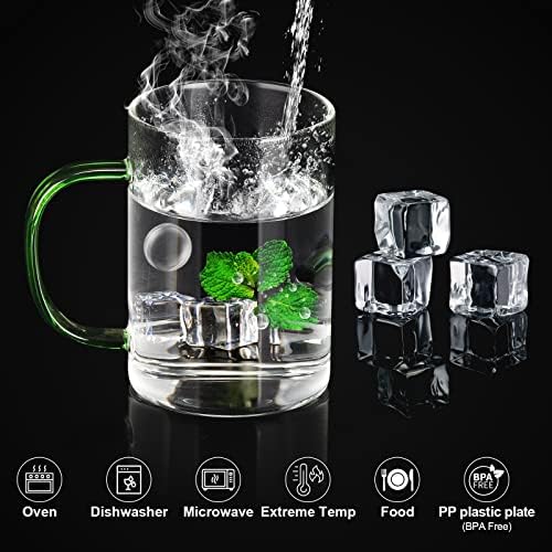 Transparent Glass Cup Set, 10.2Oz/300ml, Coffee Glasses with Colorful Handles, Suitable for Tea Glasses, Juice Glasses, Coffee Glasses, for Party, Restaurant, Weddings, Set of 6 Glass - Image 6