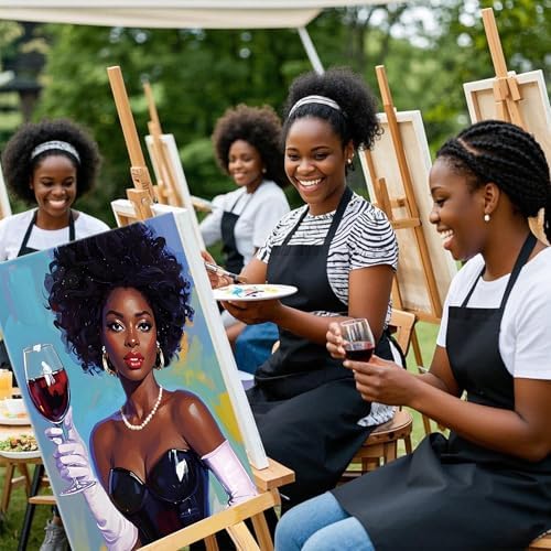 Motipuns 6 Set Pre Drawn Canvas for Painting for Adults Sip and Paint Kit with Easels 8 x 10 Inches Paint Party Kit with Printed Canvas Paints Brushes Palette Apron(Woman and Wine) - Image 4