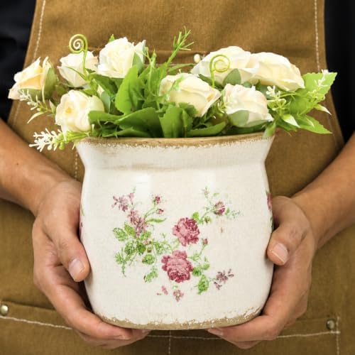Doysayes Vintage Ceramic Flower Pot for Indoor Plant with Drainage Hole - Image 5
