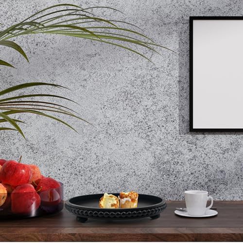 FramePro Decorative Tray 12in Round Wood Beaded - Black Serving Tray Risers for Living Room, Coffee Table, Kitchen or Farmhouse Display - Image 4