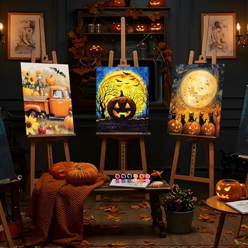 Dinifee 6 Pack Pre Drawn Canvas for Painting Pre Printed Canvas Kit 8 x 10 Inch Stretched Cotton Paint and Sip Set for Adults Couple Party Graduation Summer Date Night(Halloween) - Image 6