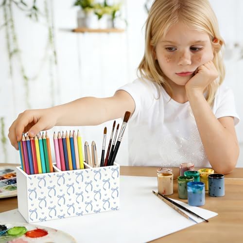Coquette Blue Bow Pen Pencil Holder for Desk Decor - Image 5