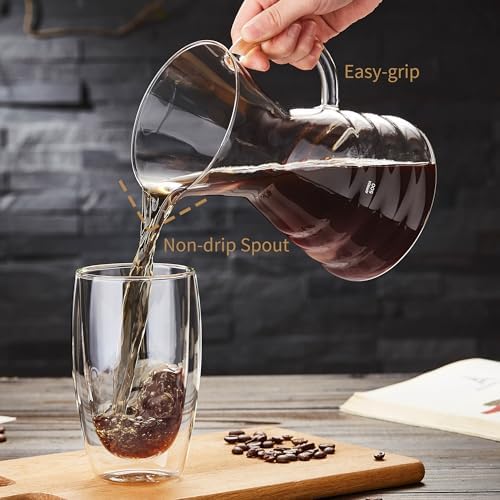 Unbreakable - Pour Over Coffee Maker with Permanent Stainless Filter 27 fl oz, Thickened Heat-Resistant Borosilicate Glass Dripper Coffee Brewer, Stovetop Safe - Image 3