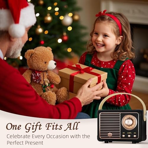 Bluetooth Speaker Retro Vintage Decor Wireless Speaker for Men Gifts Black - Image 6