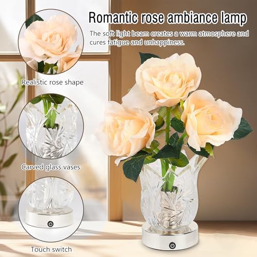 Champagne Rose LED Night Light, The Perfect Gifts for Home Décor for Women, Womens Mom Wife Friends for Her Valentine Anniversary Christmas Birthday Gifts (Champagne) - Image 2