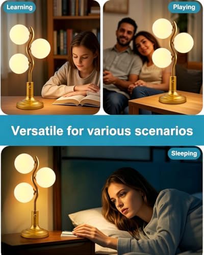 Lightdot Gold Globe Table Lamp Dimmable Modern Ball Lamp 3 Bulbs Included - Image 4