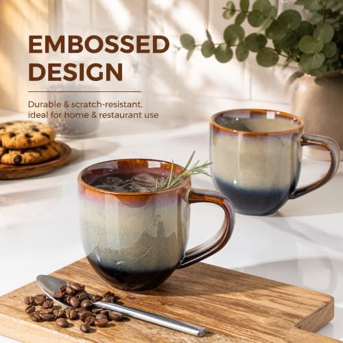 theterra Ceramic Coffee Mugs Set of 4, 12 oz Coffee Cups with Handle - Image 5