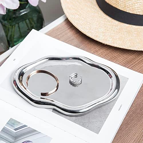 Lynagert Cloud Trinket Dish, Chubby Jewelry Tray, Ceramic Jewelry Ring Trinket Dish for Rings Earrings Necklace Organizer, Mother's Day Thanksgiving Christmas Birthday Bridesmaid Gifts (Silver) by Lynagert
