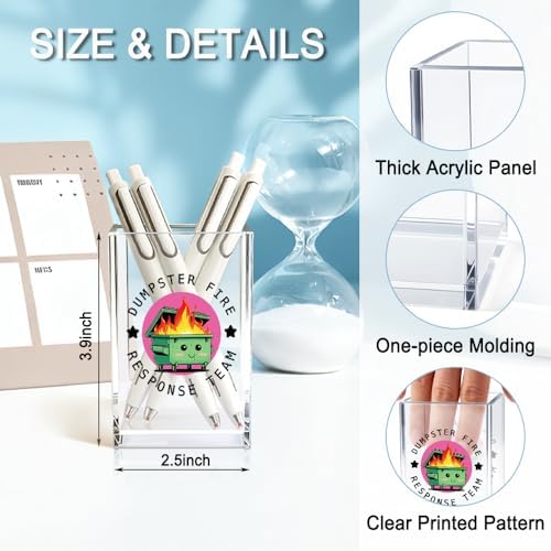 Dumpster Fire Response Team Acrylic Pencil Holder Cup, Funny Dumpster Fire Pen Holder Gifts For HR Nurse Women Men, Hilarious Gifts for Coworkers Team Members, Pencil Cup for Desk - Image 2