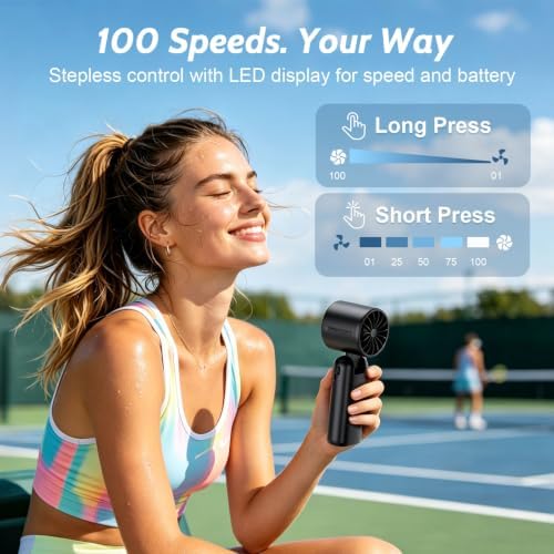 Portable Handheld Turbo Fan, 5000mAh USB-C Rechargeable Mini Pocket Fan - Image 4