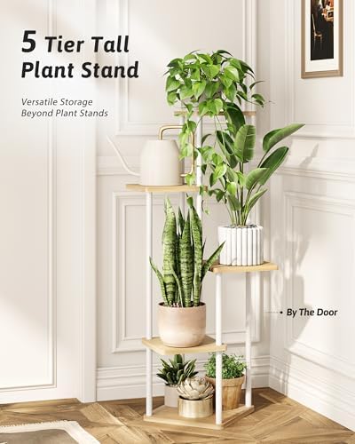 GENTINGBRO Corner Plant Stand Indoor Tall Plant Stand White 5 Tier - Image 4